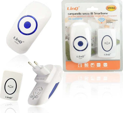 Campanello-Senza-Fili-Smarthome-Con-Ricevitore-200-300mt-Per-Interni-Esterni-V008a