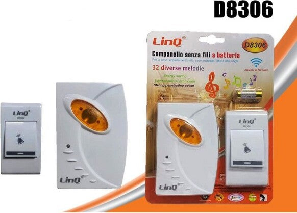 Campanello-Wireless-A-Batteria-Senza-Fili-32-Melodie-Casa-Porta-Distanza-100mt-D8306