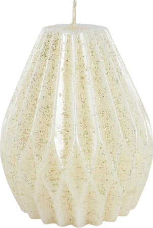 Candela decorativa in cera plissettata con glitter color bianco Casa e cucina/Decorazioni per interni/Candele e portacandele/Candele/Candele a colonna MagiediNatale.it - Altamura, Commerciovirtuoso.it