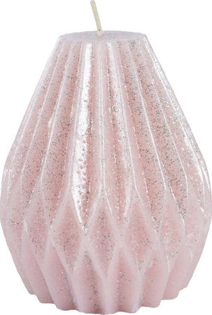 Candela decorativa in cera plissettata con glitter color rosa blush Casa e cucina/Decorazioni per interni/Candele e portacandele/Candele/Candele a colonna MagiediNatale.it - Altamura, Commerciovirtuoso.it