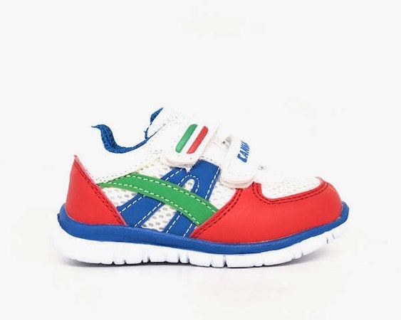 CANGURO Sneaker bimbo rossa verde bianca e blu