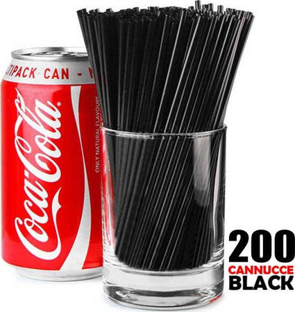 Cannucce-Bar-Nere-200-Pezzi-In-Display-Box-Lunghezza-15cm-Colore-Nero-Black