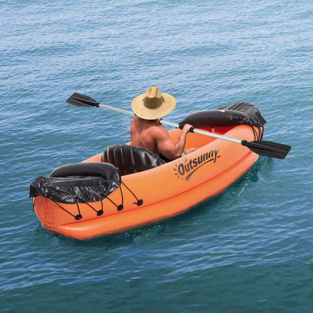 Canoa-Gonfiabile-2-Posti-in-PVC-con-2-Remi-in-Alluminio-e-Accessori,-Arancione-TG8A31-007TG8