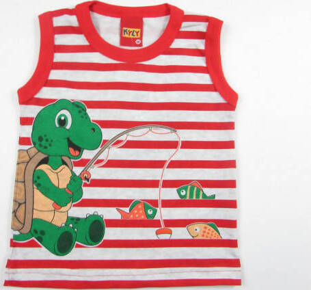 Canotta Bambino Righe Bianca e Rossa Top Bimbo Estivo Rigato Stampa Tartaruga Maglietta 100% Cotone Spalla Larga Canottiera Tartarughina CANOTTA Piccole Canaglie - Tropea, Commerciovirtuoso.it