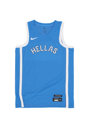Nike Canotta Basket Uomo Limited Road Basketball Jersey Team Greece Lt Photo Blue/white da uomo