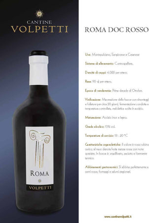 Cantine Volpetti vino Rosso ROMA DOC Rosso Bottiglia 750ml imballo sicuro vino Non solo caffè online - Albano Laziale, Commerciovirtuoso.it