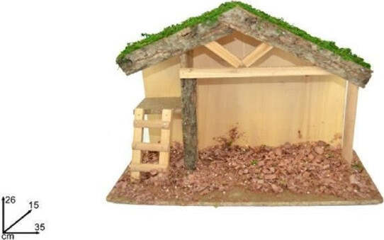Capanna-Con-Soppalco-Scaletta-Con-Truciolo-35x26x15cm-Presepe-Decorazione-Natale