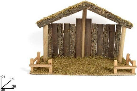 Capanna-Con-Tronchi-Muschio-36x14x24cm-Presepe-Per-Natale-Decorazione-Addobbo