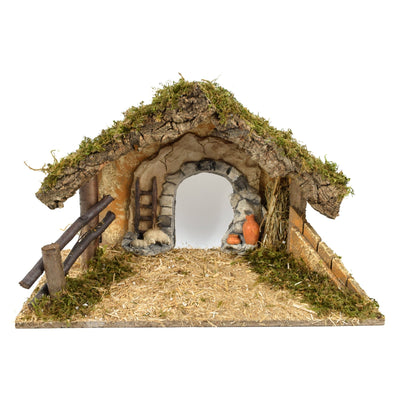 Capanna decorativa natalizia con anfore e pecorelle per presepe