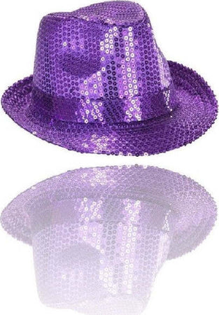 Cappello-Borsalino-Paillettes-Viola-Spettacolo-Teatro-Paillette-Uomo-Donna