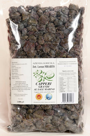 Capperi Grandi Dop Sottosale Di Salina in 3 Buste Da 1 Kg cadauna Azienda Agricola Dott. Lorenzo Mirabito