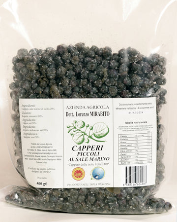 Capperi Piccoli Dop Sottosale Di Salina in 3 Buste Da 500g cadauna Azienda Agricola Dott. Lorenzo Mirabito