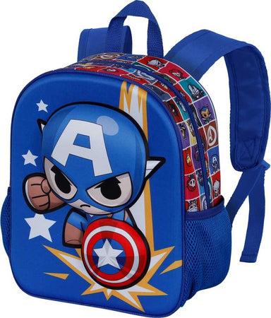 CAPTAIN-AMERICA-ZAINO-ZAINETTO-SCUOLA-ASILO-BLU-3D-PICCOLO-CAPITAN-AMERICA-PUNCH