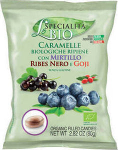Caramelle biologiche 80g con mirtillo, ribes nero e goji