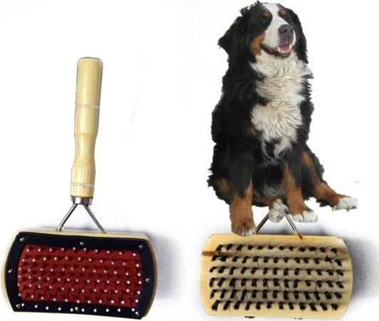Cardatore-Spazzola-Per-Pelo-Cane-Cani-Gatto-Gatti-2-In-1-Manico-In-Legno