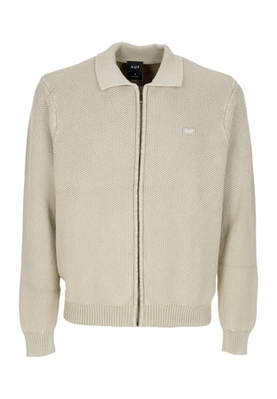HUF Cardigan Uomo Anton Zip Overdyed Sweater Putty da uomo