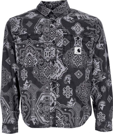 CARHARTT-WIP-Camicia-Manica-Lunga-Donna-L/s-Verse-Shirt-Black-Heavy-Stone-Wash-da-donna