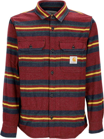 CARHARTT-WIP-Camicia-Manica-Lunga-Uomo-Oregon-Shirt-Jacket-Starco-Stripe/bordeaux-da-uomo