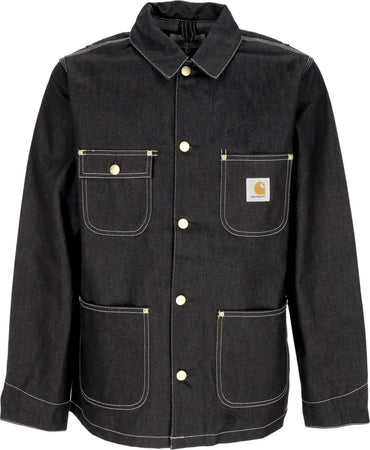 CARHARTT-WIP-Giubbotto-Jeans-Uomo-Og-Chore-Coat-Black-Rigid-da-uomo