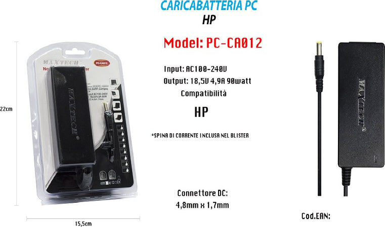 Caricabatteria Pc Alimentatore Batteria Ricambio 18,5v 4,9a 90w Maxtech Pc-ca012 Informatica e Videogiochi > Accessori PC > Alimentatori Notebook Trade Shop italia - Napoli, Commerciovirtuoso.it