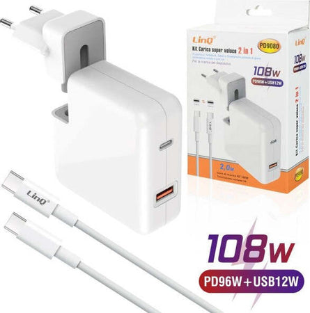 Caricabatterie-2in1-Super-Veloce-Pd96w-+-Usb12w-Type-c-Notebook-Smartphone-Pd9080
