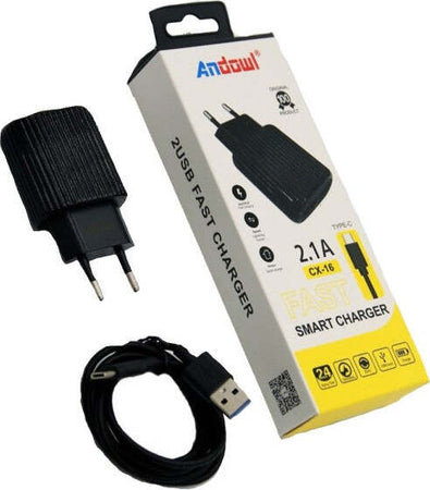 Caricabatterie-Caricatore-Veloce-Intelligente-Con-2-Porte-Usb-Cavo-Type-c-Cx-16