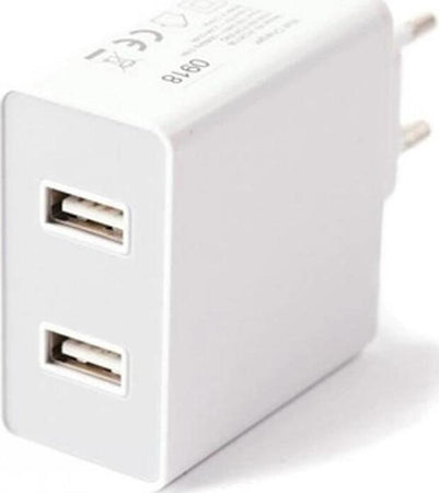 Caricabatterie da Muro 4,8 A 2 Porte USB Bianco Presa Europea
