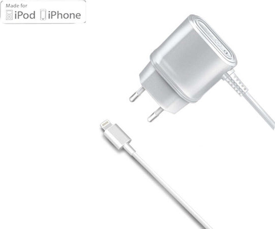 CARICABATTERIE DA RETE DA 1A CON CONNETTORE LIGHTNING MFI BIANCO WHITE  Trade Shop italia - Napoli, Commerciovirtuoso.it
