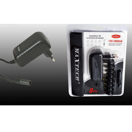 Caricabatterie-Da-Rete-Fissa-Connettore-Dc-12volt-2000ma-8-Pezzi-Maxtech-Ca-s017s