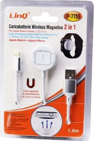 Caricabatterie Wireless Magnetico 2in1 Per Watch 1 2 3 4 Cavo Iphone 1mt Ip-7755 Elettronica/Cellulari e accessori/Accessori/Caricabatterie/Caricabatterie portatile Trade Shop italia - Napoli, Commerciovirtuoso.it
