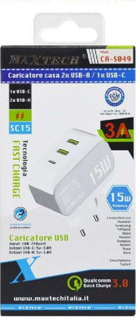 Caricatore Parete Casa Doppia Porta Usb 1x Usb-c Type-c Ricarica 15w 3a Ca-s049 Elettronica e telefonia > Telefonia Fissa e Mobile > Accessori Smartphone > Caricabatteria Trade Shop italia - Napoli, Commerciovirtuoso.it
