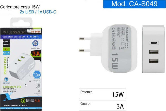 Caricatore-Parete-Casa-Doppia-Porta-Usb-1x-Usb-c-Type-c-Ricarica-15w-3a-Ca-s049