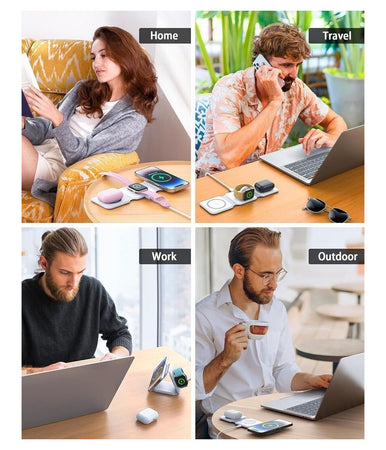 Caricatore Wireless 3in1 Universale Caricabatterie Magnetico Pieghevole Da 15 W