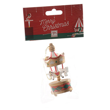 Pendente per albero di Natale Carosello giostrina in legno e resina da 8 cm