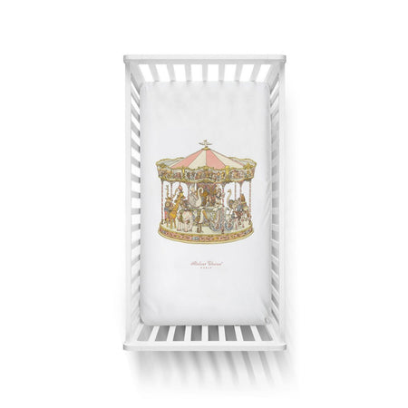 Lenzuolo con Angoli in Raso Atelier Choux Carousel Pink