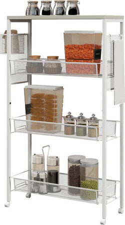 Carrello-da-Cucina-a-3-Livelli-con-Cestino-Laterale-e-Gancio,-in-Truciolato-e-Acciaio,-58x18.5x87-cm-TR4801-343V00WTTR4