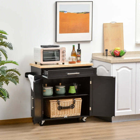 Carrello-da-Cucina-con-Cassetti,-Portaspezie-e-Armadietto,-Carrello-da-Portata-con-4-Ruote-e-Piano-di-Lavoro-in-Legno,-109x40x89cm,-Nero-YH9801-178BKYH9