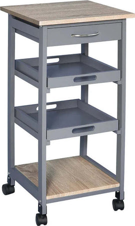 Carrello-da-Cucina-con-Cassetto,-2-Vassoi-Estraibili-e-Ripiano-Fisso,-in-Legno-di-Pino-e-MDF,-37x37x76-cm-HG8801-153GYHG8