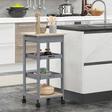 Carrello-da-Cucina-con-Cassetto,-2-Vassoi-Estraibili-e-Ripiano-Fisso,-in-Legno-di-Pino-e-MDF,-37x37x76-cm-HG8801-153GYHG8