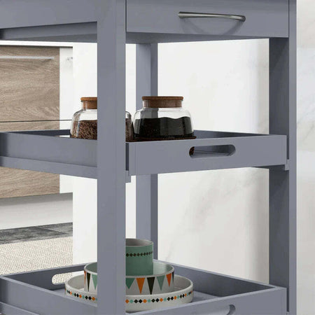 Carrello-da-Cucina-con-Cassetto,-2-Vassoi-Estraibili-e-Ripiano-Fisso,-in-Legno-di-Pino-e-MDF,-37x37x76-cm-HG8801-153GYHG8