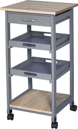 Carrello-da-Cucina-con-Cassetto,-2-Vassoi-Estraibili-e-Ripiano-Fisso,-in-Legno-di-Pino-e-MDF,-37x37x76-cm-HG8801-153GYHG8