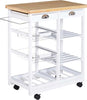 Carrello-da-Cucina-Multiuso-con-2-Cassetti,-2-Ripiani-e-2-Cesti,-in-Legno-di-Pino,-74x37x76-cm,-Bianco-UY7801-079WTUY7