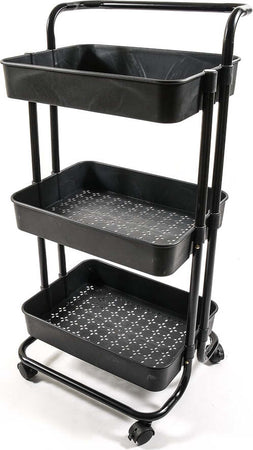 Carrello in metallo e plastica con 3 ripiani e ruote scaffale multiuso da 85 cm Fai da te/Organizzazione casa e magazzini/Scaffalature Decor Space - Altamura, Commerciovirtuoso.it