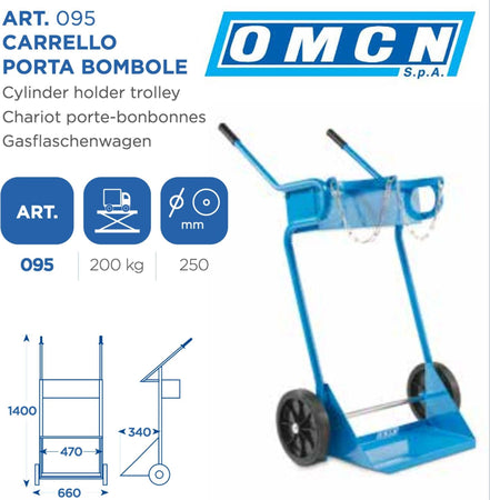 Carrello Porta Bombole Omcn 095 Portata 200 Kg Con Ruote Da 250 Mm Altezza 140cm Fai da te/Prodotti per la costruzione/Prodotti per il trasporto materiali/Attrezzature per il trasporto di materiali/Carrelli a mano Trade Shop italia - Napoli, Commerciovirtuoso.it