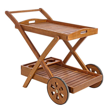 Carrello "Noemi" in legno di acacia con finitura ad olio h 76 cm
