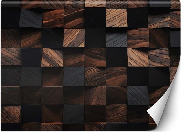 Carta-Da-Parati,-Cubo-di-legno-a-mosaico-3D