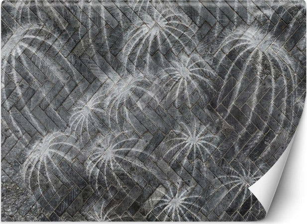 Carta-Da-Parati,-Fiori-di-cactus-grigio