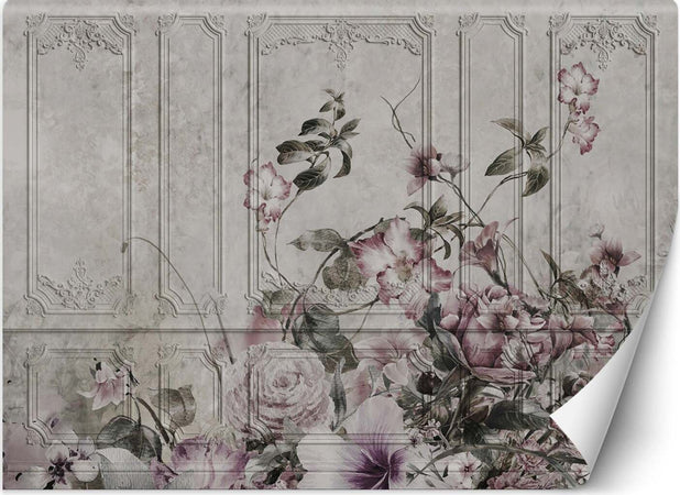 Carta-Da-Parati,-Fiori-di-campo-in-calcestruzzo-vintage