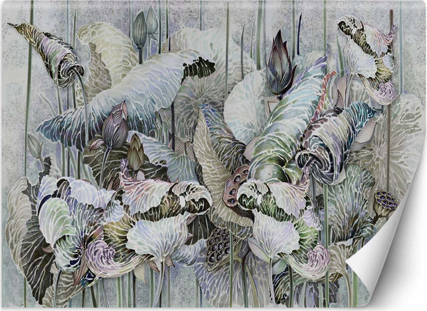 Carta-Da-Parati,-Fiori-di-loto-beige