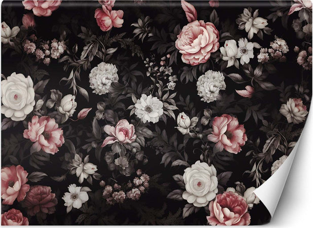 Carta-Da-Parati,-Fiori-Peonie-Rose
